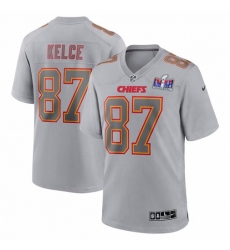 Men's Nike Travis Kelce Gray Kansas City Chiefs Super Bowl LVIII Atmosphere Fashion Game Jersey