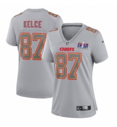 Women's Nike Travis Kelce Gray Kansas City Chiefs Super Bowl LVIII Atmosphere Fashion Game Jersey