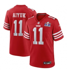 Men's Nike #11 Brandon Aiyuk Scarlet San Francisco 49ers Super Bowl LVIII Game Jersey