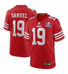 Men's Nike #19 Deebo Samuel Scarlet San Francisco 49ers Super Bowl LVIII Game Jersey