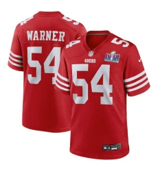 Men's Nike #54 Fred Warner Scarlet San Francisco 49ers Super Bowl LVIII Game Jersey