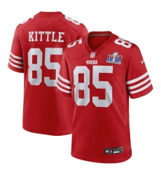 Men's Nike #85 George Kittle Scarlet San Francisco 49ers Super Bowl LVIII Game Jersey