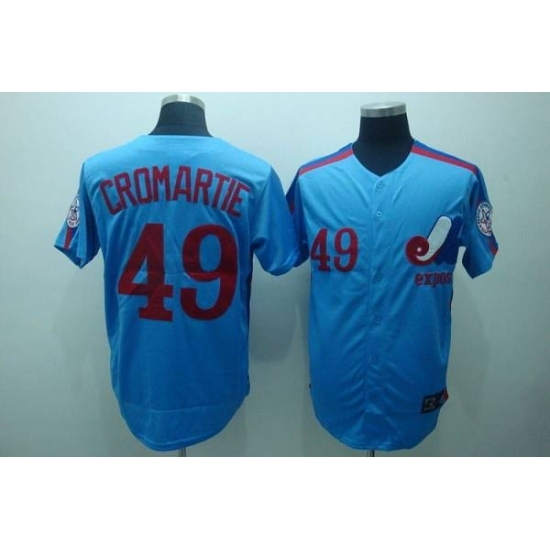 Mitchell and Ness Expos #49 Warren Cromartie Blue Stitched Throwback Baseball Jersey Mitchell and Ness Expos #49 Warren Cromartie Blue Stitched Throwback Baseball Jersey
