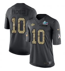 Men's Nike Kansas City Chiefs #10 Isiah Pacheco Black Super Bowl LVII Patch Stitched NFL Limited 2016 Salute to Service Jersey