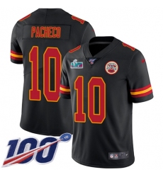 Men's Nike Kansas City Chiefs #10 Isiah Pacheco Black Super Bowl LVII Patch Stitched NFL Limited Rush 100th Season Jersey