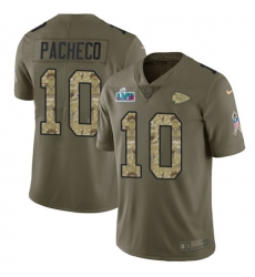 Men's Nike Kansas City Chiefs #10 Isiah Pacheco Olive-Camo Super Bowl LVII Patch Stitched NFL Limited 2017 Salute To Service Jersey