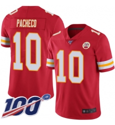 Men's Nike Kansas City Chiefs #10 Isiah Pacheco Red Team Color Stitched NFL 100th Season Vapor Limited Jersey