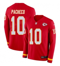 Men's Nike Kansas City Chiefs #10 Isiah Pacheco Red Team Color Stitched NFL Limited Therma Long Sleeve Jersey