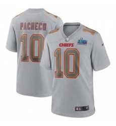 Men's Nike Kansas City Chiefs #10 Isiah Pacheco Super Bowl LVII Patch Atmosphere Fashion Game Jersey - Gray