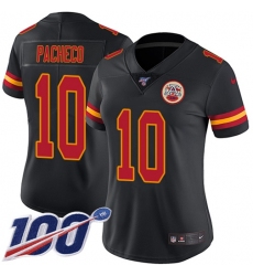 Women's Nike Kansas City Chiefs #10 Isiah Pacheco Black Stitched NFL Limited Rush 100th Season Jersey