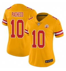 Women's Nike Kansas City Chiefs #10 Isiah Pacheco Gold Stitched NFL Limited Inverted Legend Jersey