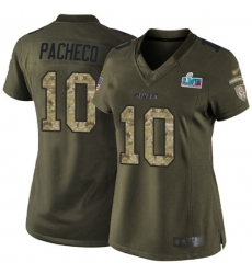 Women's Nike Kansas City Chiefs #10 Isiah Pacheco Green Super Bowl LVII Patch Stitched NFL Limited 2015 Salute to Service Jersey