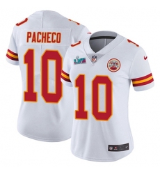 Women's Nike Kansas City Chiefs #10 Isiah Pacheco White Super Bowl LVII Patch Stitched NFL Vapor Untouchable Limited Jersey