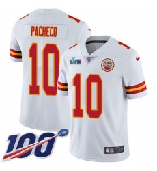 Youth Nike Kansas City Chiefs #10 Isiah Pacheco White Super Bowl LVII Patch Stitched NFL 100th Season Vapor Limited Jersey