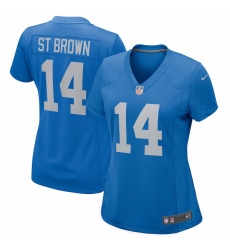 Women's Nike #14 Amon-Ra St. Brown Blue Detroit Lions Player Game Jersey