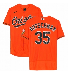 Men's Baltimore Orioles #35 Adley Rutschman Autographed Fanatics Authentic Orange Nike Authentic Jersey