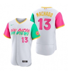 Men's San Diego Padres #13 Manny Machado 2022 City Connect Nike Authentic Jersey - White