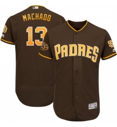 Men's San Diego Padres #13 Manny Machado Majestic Flex Base Authentic Stitched MLB Jersey Brown