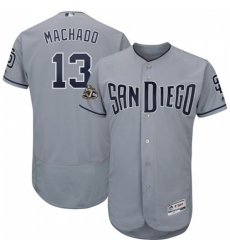 Men's San Diego Padres #13 Manny Machado Majestic Flex Base Authentic Stitched MLB Jersey Gray