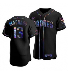 Men's San Diego Padres #13 Manny Machado Nike Iridescent Holographic Collection MLB Jersey - Black