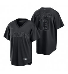 Men's San Diego Padres #13 Manny Machado Nike MLB Black Pitch Black Fashion Jersey