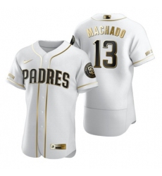 Men's San Diego Padres #13 Manny Machado White Nike Authentic Golden Edition MLB Jersey