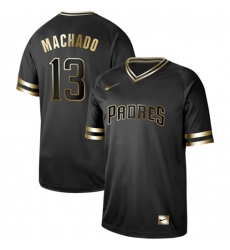 Nike Men's San Diego Padres #13 Manny Machado Black Gold Authentic Stitched MLB Jersey