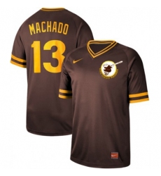 Nike Men's San Diego Padres #13 Manny Machado Brown Authentic Cooperstown Collection Stitched MLB Jersey