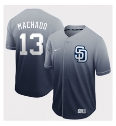 Nike Men's San Diego Padres #13 Manny Machado Navy Fade Authentic Stitched MLB Jersey