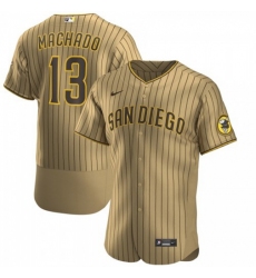 Nike Men's San Diego Padres #13 Manny Machado Nike Tan Brown Authentic Alternate Player Jersey