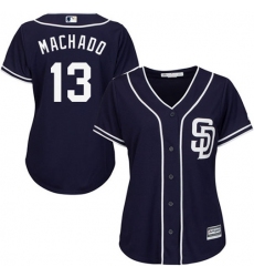 Women's San Diego Padres #13 Manny Machado Navy Blue Alternate Stitched MLB Jersey