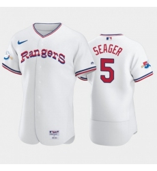 Men's Texas Rangers #5 Corey Seager 1972 Throwback White 50th Anniversary Home Authentic Jersey