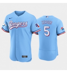 Men's Texas Rangers #5 Corey Seager Authentic 50th Anniversary Nike Alternate MLB Jersey - Light Blue