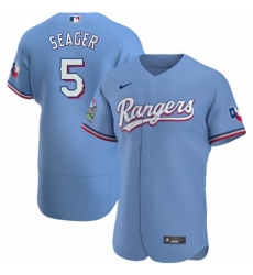 Men's Texas Rangers #5 Corey Seager Nike Light Blue Alternate 2020 Authentic Team MLB Jersey