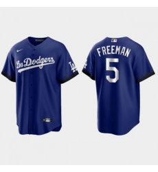 Men's Los Angeles Dodgers #5 Freddie Freeman Nike 2021 City Connect Game MLB Jersey Royal