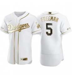 Men's Los Angeles Dodgers #5 Freddie Freeman Nike Authentic 2021 Golden Edition MLB Jersey White