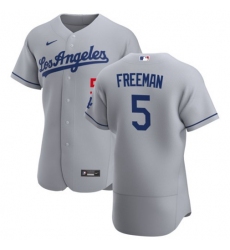Men's Los Angeles Dodgers #5 Freddie Freeman Nike Gray Road 2020 Authentic Team MLB Jersey