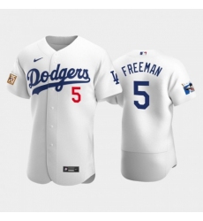 Men's Los Angeles Dodgers #5 Freddie Freeman Nike Jackie Robinson 75th Anniversary Authentic MLB Jersey - White