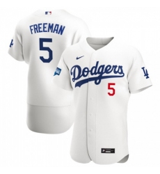 Men's Los Angeles Dodgers #5 Freddie Freeman Nike White Home 2020 World Series Champions Authentic Player MLB Jersey