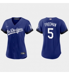 Women's Los Angeles Dodgers #5 Freddie Freeman Nike 2021 City Connect MLB Jersey Royal