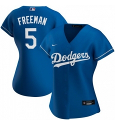 Women's Los Angeles Dodgers #5 Freddie Freeman Nike Alternate 2020 MLB Player Jersey - Royal