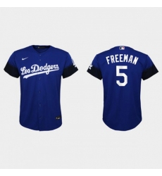 Youth Los Angeles Dodgers #5 Freddie Freeman Nike 2021 City Connect MLB Jersey Royal