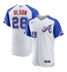 Men's Atlanta Braves #28 Matt Olson 2023 City Connect Nike Authentic Jersey - White