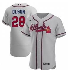 Men's Atlanta Braves #28 Matt Olson Nike Gray Road 2020 Authentic Official MLB Team Jersey