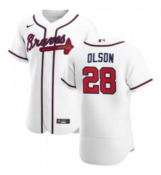 Men's Atlanta Braves #28 Matt Olson Nike White Home 2020 Authentic Player MLB Jersey