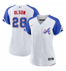 Women's Atlanta Braves #28 Matt Olson 2023 City Connect Nike Atlanta Jersey - White