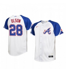 Youth Atlanta Braves #28 Matt Olson 2023 City Connect Nike Atlanta Jersey - White