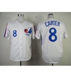 Mitchell And Ness 1982 Expos #8 Gary Carter White Throwback Stitched Baseball Jersey