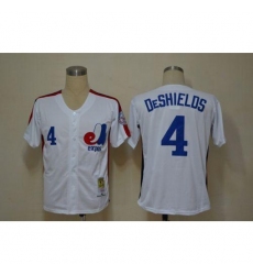 Mitchell And Ness Expos #4 Delino Deshields White Throwback Stitched Baseball Jersey