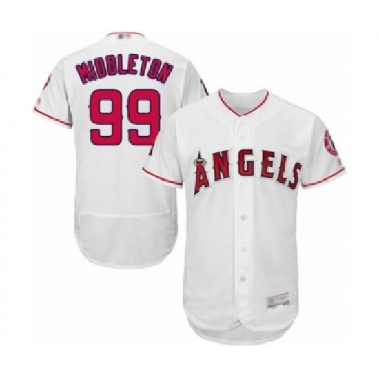 Men's Los Angeles Angels of Anaheim #99 Keynan Middleton White Home Flex Base Authentic Collection Baseball Player Jersey Men's Los Angeles Angels of Anaheim #99 Keynan Middleton White Home Flex Base Authentic Collection Baseball Player Jersey